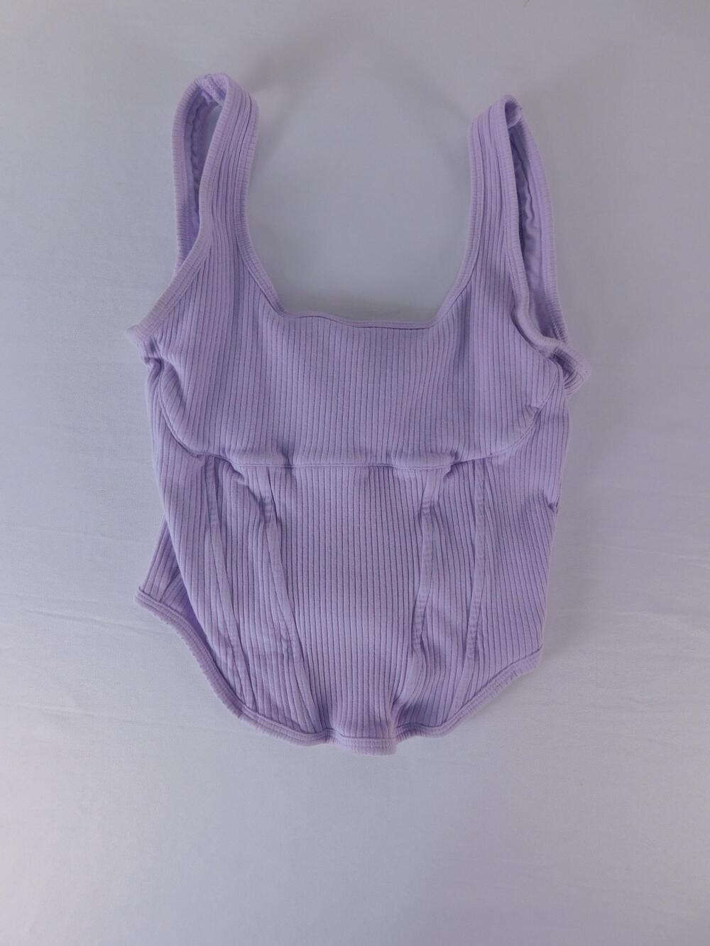 PINK Victoria's Secret Bodysuit Womens S Purple Ribbed Knit Shaping Tank Top